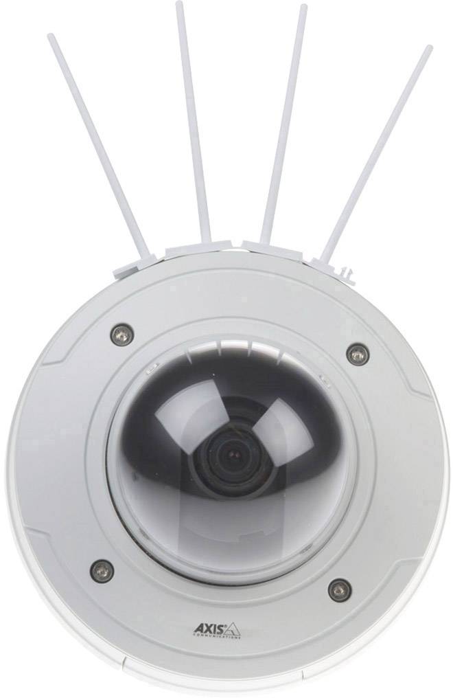 Biztonsági kamera kupolaszerű objektívvel és négy kiálló antennával.