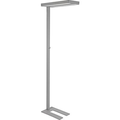 Szürke, modern állólámpa négyszögletes lámpabúrával és U-alakú talapzattal. Minimalista enteriőrhöz ideális.