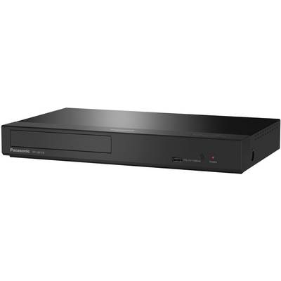 Fekete Panasonic Blu-ray lejátszó oldalsó USB-csatlakozóval és bekapcsoló gombbal.