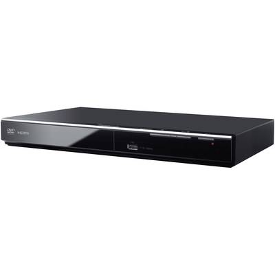 Egy fekete DVD-lejátszó HDMI-csatlakozóval és USB-bemenettel az elején, alkalmas DVD-k és egyéb média lejátszására.
