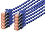 CAT 6 S-FTP patch kábel, Cu, LSZH, AWG 27/7, hossz 0,25 m, 10 darab, kék szín