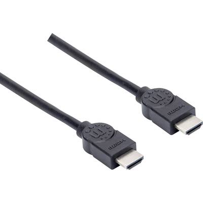 Manhattan HDMI Csatlakozókábel HDMI-A dugó, HDMI-A dugó 1.50 m Fekete 355308  HDMI kábel