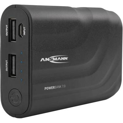 Ansmann PB7 Powerbank 6600 mAh Smart IC Lítiumion Mikro USB, USB Fekete állapotjelző