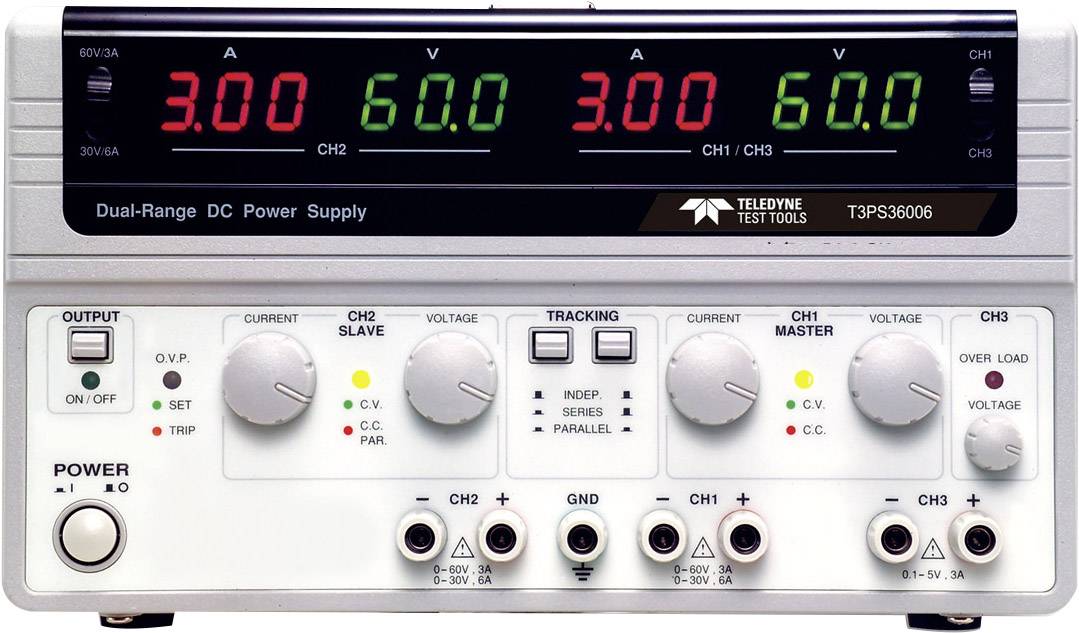 Teledyne LeCroy T3PS36006 Labortápegység, szabályozható Kalibráció (DAkkS) 0 - 60 V 0 - 6 A 375 W Kimenetek száma 3 x