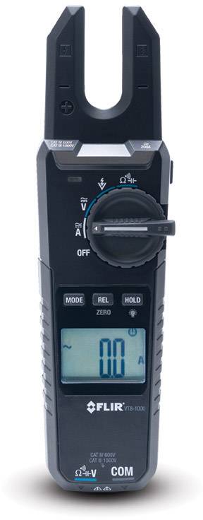 Fekete digitális multiméter kijelzővel és különböző beállításokkal elektromos értékek méréséhez.