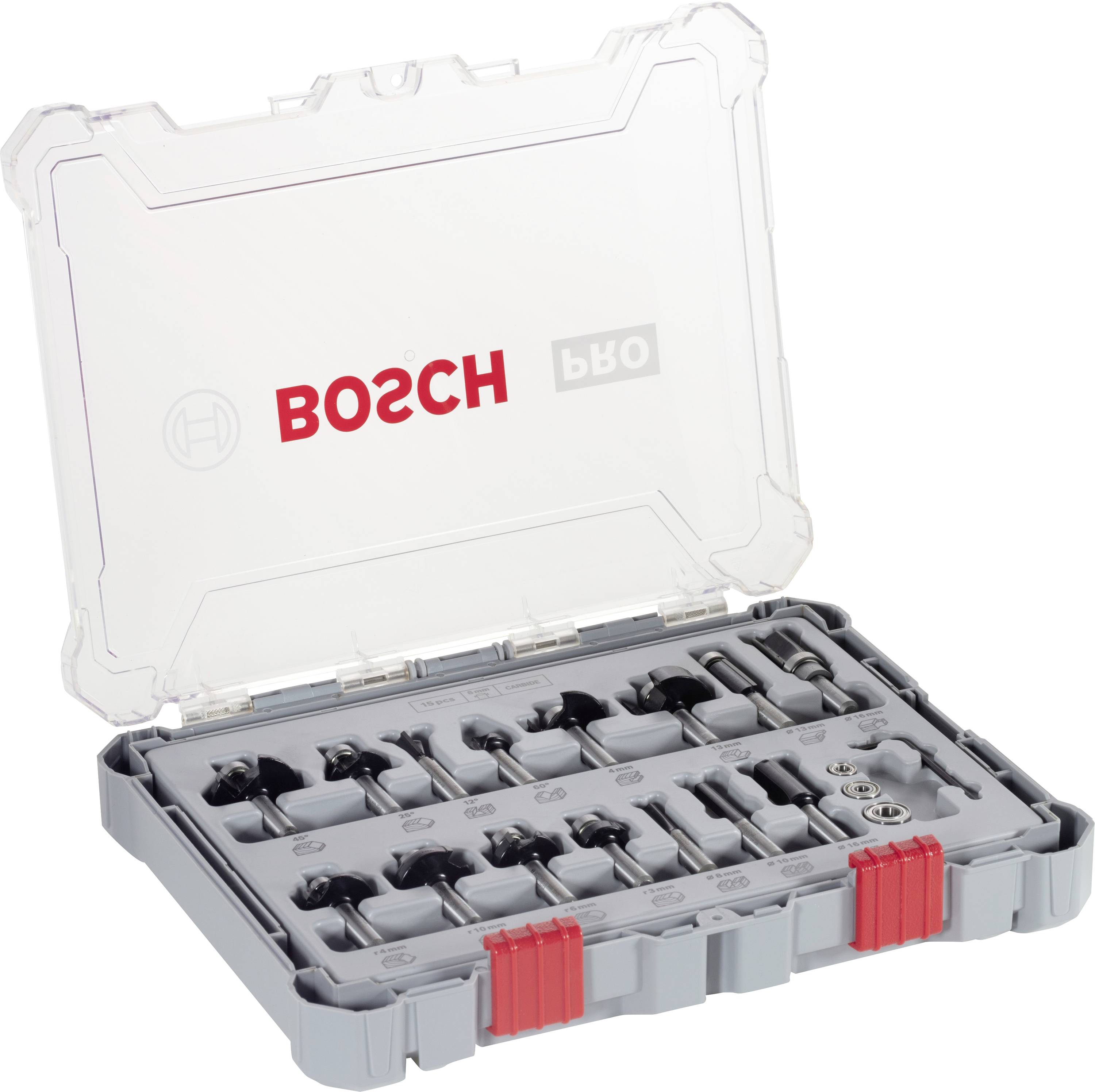 Marómaró készlet, 8 mm szár, 15 darab Bosch Accessories 2607017472