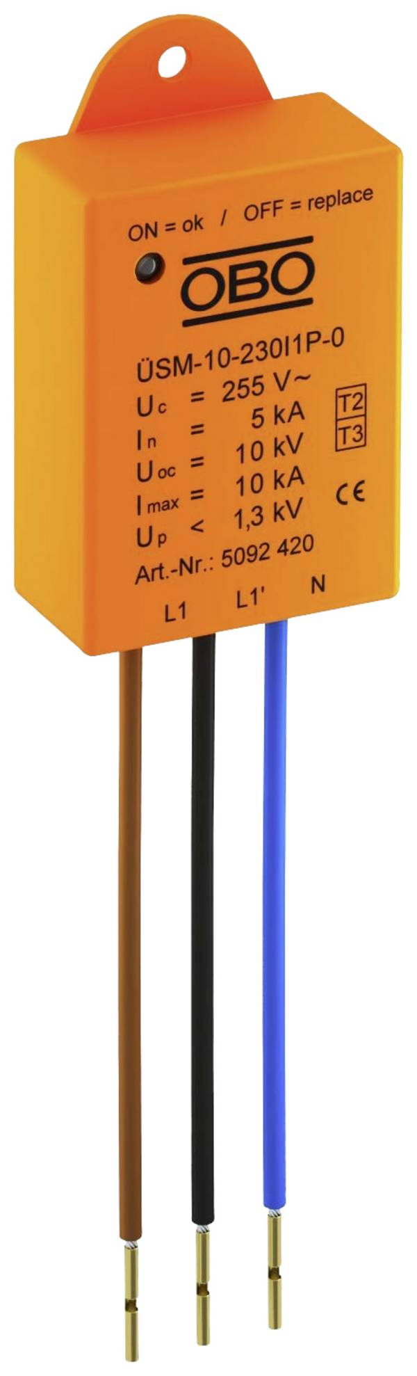 OBO Bettermann 5092420 ÜSM-10-230I1P-0 Túlfeszültség ellen védő készülék   5 kA  1 db