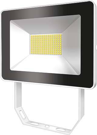 Egy LED-reflektor téglalap alakú dizájnnal és sárga rácsfelülettel a belsejében, amely alkalmas nagy területek megvilágítására.