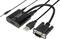 USB-VGA-adapter HDMI-csatlakozóval és 3,5 mm-es audiokábellel, amely alkalmas régebbi monitorok vagy projektorok számítógéphez történő csatlakoztatására.