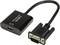 Egy VGA-HDMI adapter VGA-csatlakozóval és HDMI-aljzattal, amely régebbi számítógépek és modern kijelzők csatlakoztatására alkalmas.