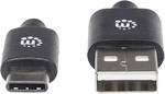 Manhattan USB 2.0 C típusú kábel C típusú dugasz az A típusú dugaszhoz 480 Mbit / s 0,5 m fekete
