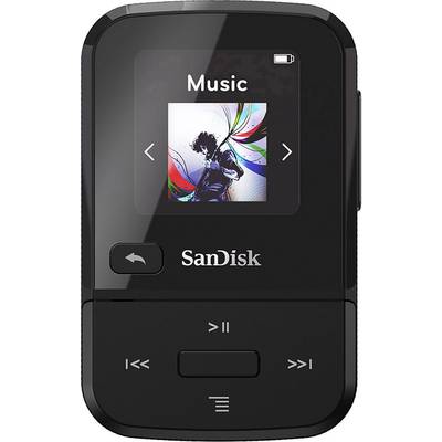 SanDisk Clip Sport Go MP3 lejátszó 16 GB Fekete Rögzítő csíptető, FM rádió, Beszédfelvét