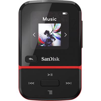 SanDisk Clip Sport Go MP3 lejátszó 32 GB Piros Rögzítő csíptető, FM rádió, Beszédfelvét