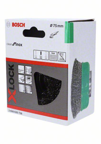 Bosch Accessories Csésze kefe X-LOCK Clean for Inox, 75 mm, 0,3 mm