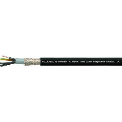 Egy kábel 'HELUKABEL JZ-600 HMH-C 4G 4G 1,5MM 12305 0,6/1 KV halogénmentes' felirattal. Árnyékolt, belső vezetőket és köpenyt mutat.