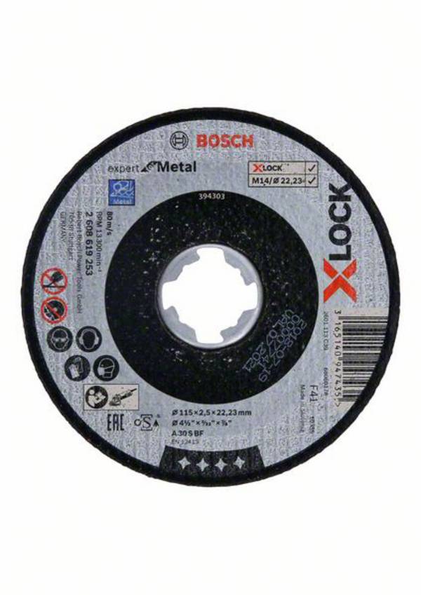 Bosch Accessories  2608619253  2608619253  Vágótárcsa, egyenes  115 mm  1 db  Fém