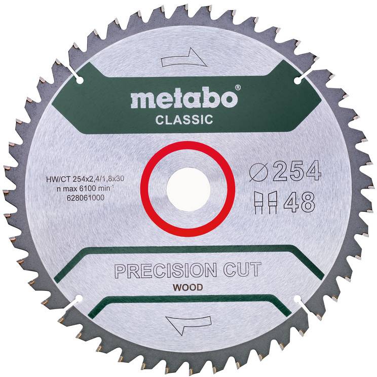 Metabo precision cut wood - classic 628061000 Körfűrészlap 254 x 30 mm Fogak száma (collonként): 48 1 db