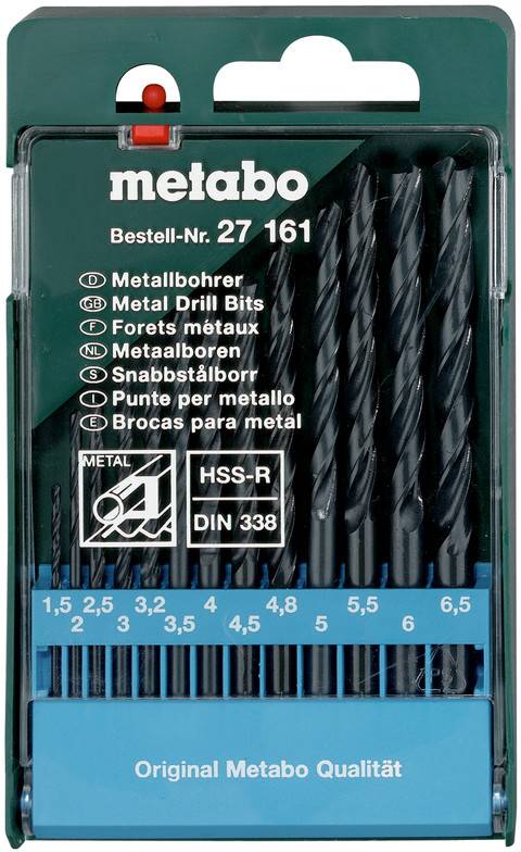 Metabo 627161000 Fém spirálfúró készlet 13 részes 1.5 mm, 2 mm, 2.5 mm, 3 mm, 3.2 mm, 3.5 mm, 4 mm, 4.5 mm, 4.8 mm, 5 mm, 5.5 mm, 6 mm 13 db