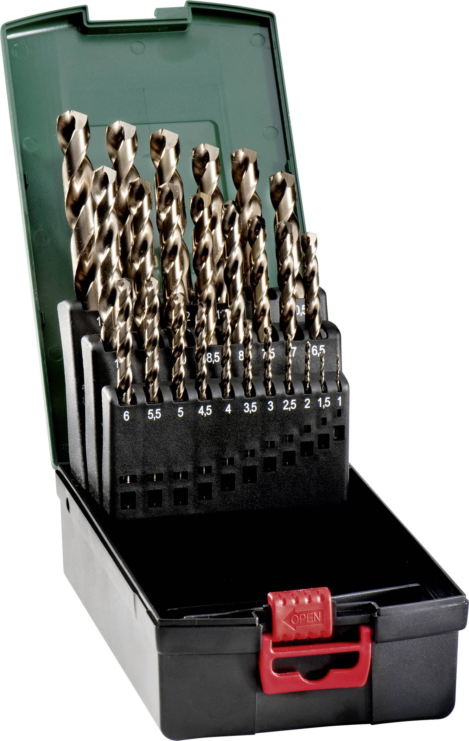 Metabo 627672000 Fém spirálfúró készlet 25 részes 1 mm, 1.5 mm, 2 mm, 2.5 mm, 3 mm, 3.5 mm, 4 mm, 4.5 mm, 5 mm, 5.5 mm, 6 mm, 6.5 mm, 7 mm, 7.5 mm, 8 mm, 8.5