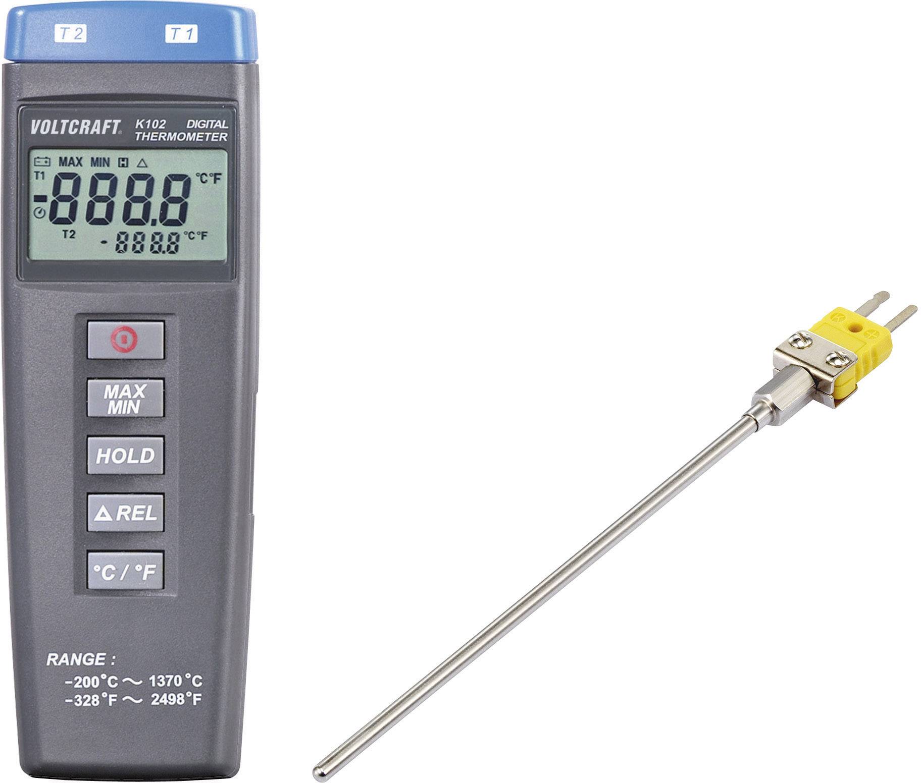 VOLTCRAFT K102 + TP200 Hőmérséklet mérőműszer Kalibráció (ISO) Érzékelő típus K