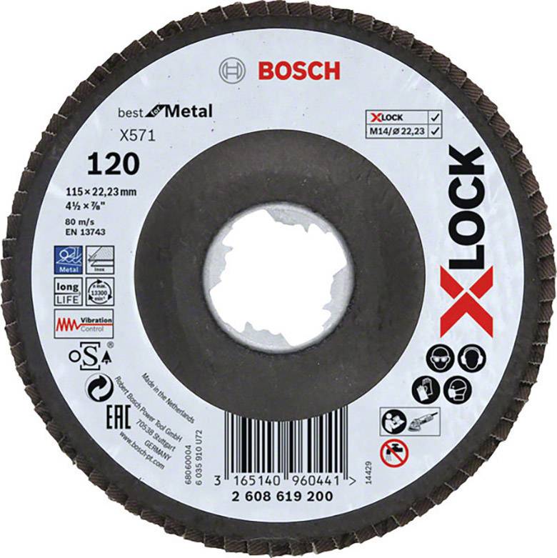 Bosch Accessories 2608619200 Legyezős csiszolókorong Ø 115 mm Szemcsézet=120 1 db