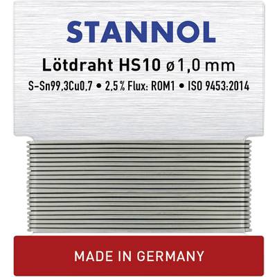 Stannol HS10 Forrasztóón, ólommentes Ólommentes Sn99,3Cu0,7 ROM1 6 g 1 mm