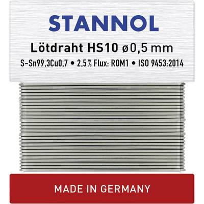 Stannol HS10 Forrasztóón, ólommentes Ólommentes Sn99,3Cu0,7 ROM1 10 g 0.5 mm