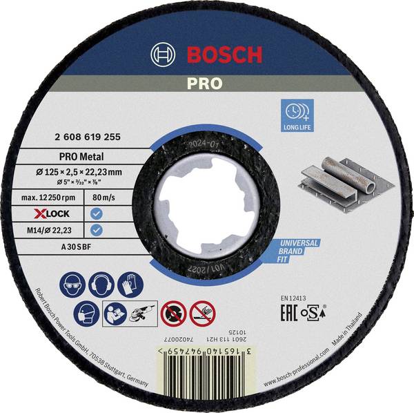 Bosch Accessories  Bosch Power Tools  2608619255  Vágótárcsa, egyenes  125 mm  1 db  Fém