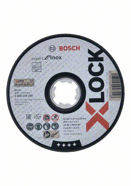 'Bosch X-LOCK rendszerű tárcsa rozsdamentes acélhoz. Átmérő: 125 mm, vastagság: 1,6 mm, furat: 22,23 mm. Németországban gyártva.'