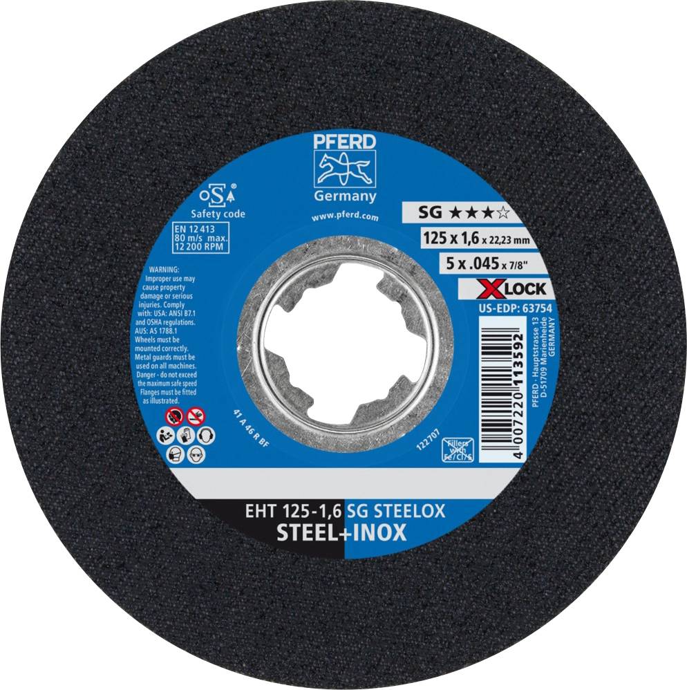 PFERD TOOLS SG STEELOX 61341123 Vágótárcsa, egyenes 125 mm 25 db Nemesacél, Acél