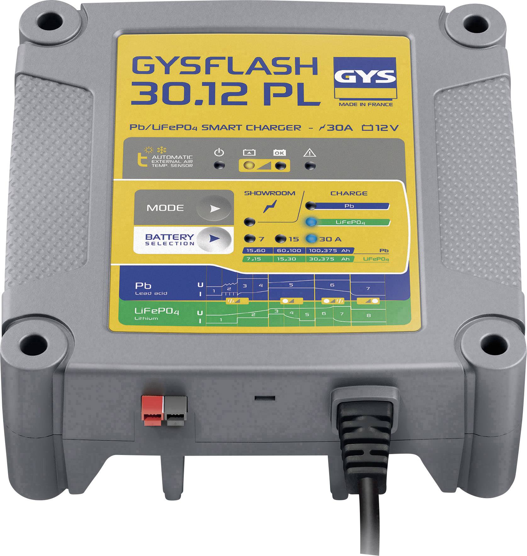 GYS GYSFLASH 30.12 PL 029668 Automatikus töltő, Akkufelügyelet