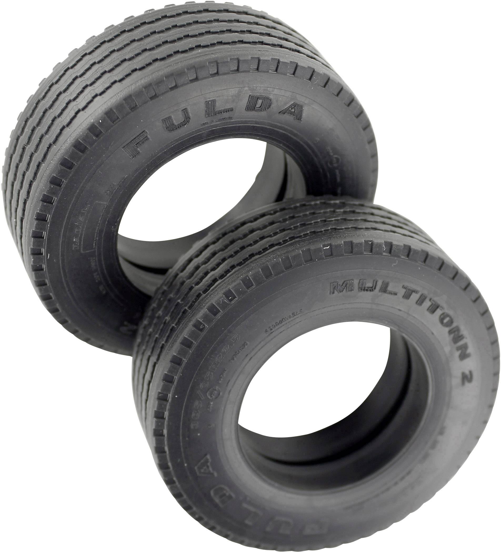 Két fekete autógumi fekszik enyhén eltolva egymás mellett. A 'FULDA MULTITONN 2' felirat világosan látható a gumiabroncsok oldalfalán.