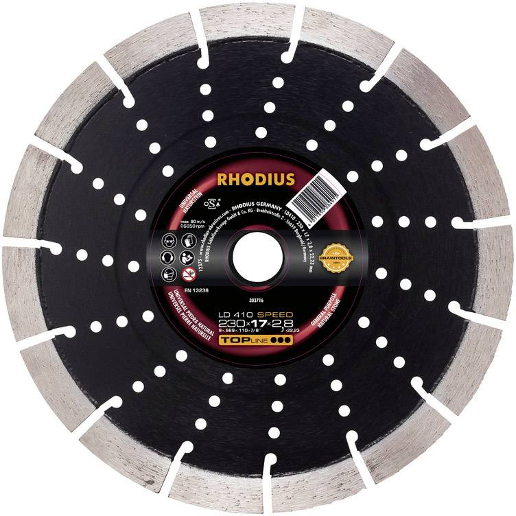 Rhodius 303715 LD410 SPEED Gyémánt bevonatú vágótárcsa Ø 180 mm Furat átmérő 22.23 mm Natúr kő 1 db