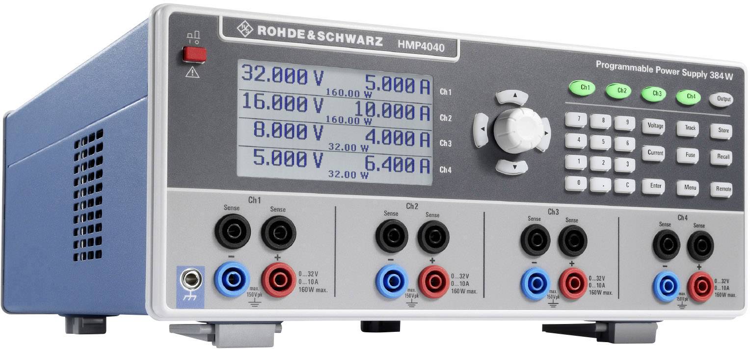 Programozható, szabályozható labortápegység 32 V 10 A 384 W, USB, LAN, Rohde & Schwarz HMP4040