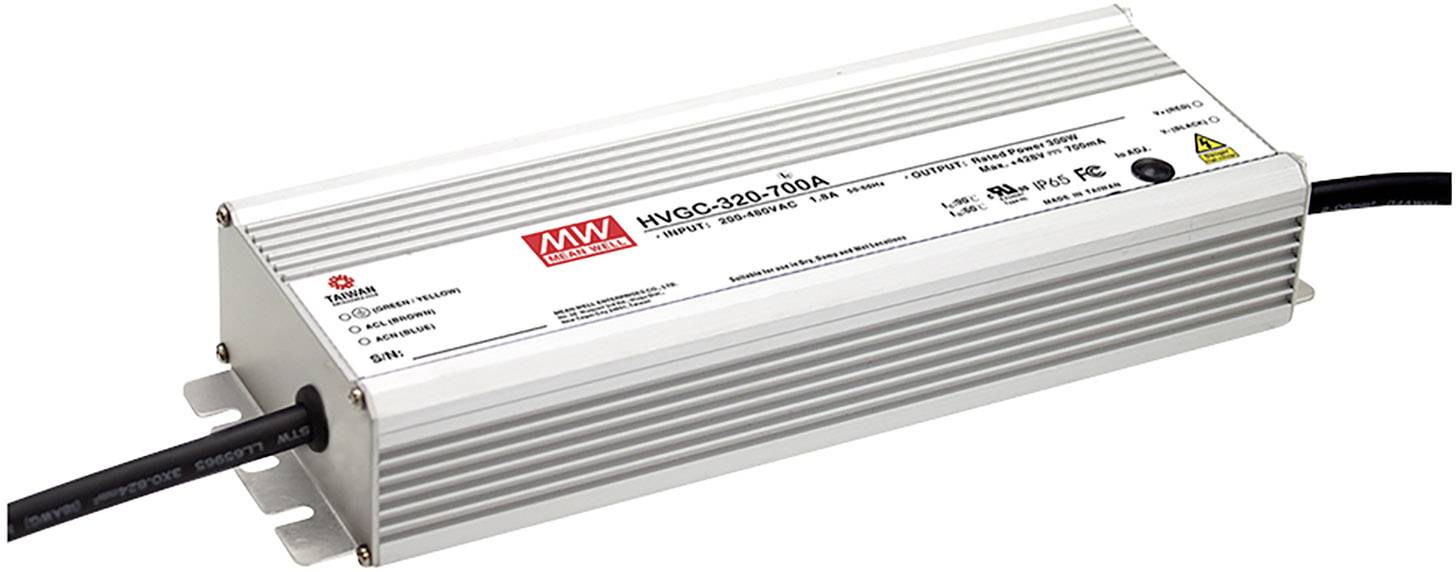 MEAN WELL HVGC-320-3500AB LED meghajtó Állandó áramú 320 W 1750 - 3500 mA 45.7 - 91.4 V/DC Beállítható, Dimmelhető, 3-az-1-ben fényerő-szabályozási funkció, Gyúlékony felületekre szerelhető, Bútorhoz alkalmas, Kültéri, PFC-áramkör, Túlterhelés elleni védelem, Túlfeszültség kategória, 1 db