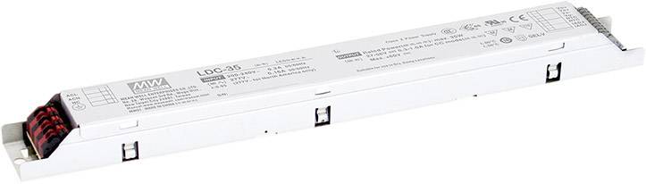 MEAN WELL LDC-35DA LED meghajtó Állandó teljesítmény 35 W 300 - 1000 mA 27 - 56 V/DC Dali, Gyúlékony felületekre szerelhető, Bútorhoz alkalmas, PFC-áramkör,