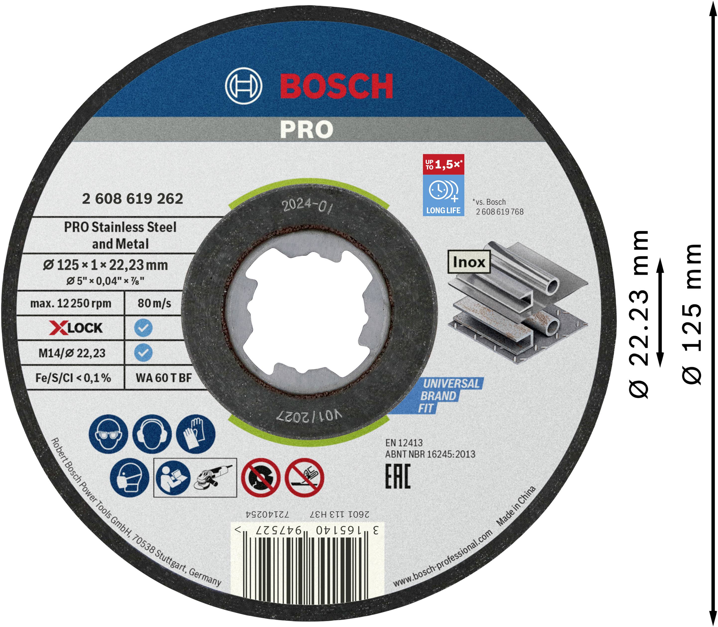 Csiszolótárcsa nemesacélokhoz és fémekhez X-LOCK rendszerrel, átmérő 125 mm, vastagság 1 mm. Csövek ábrázolása alkalmazáshoz.