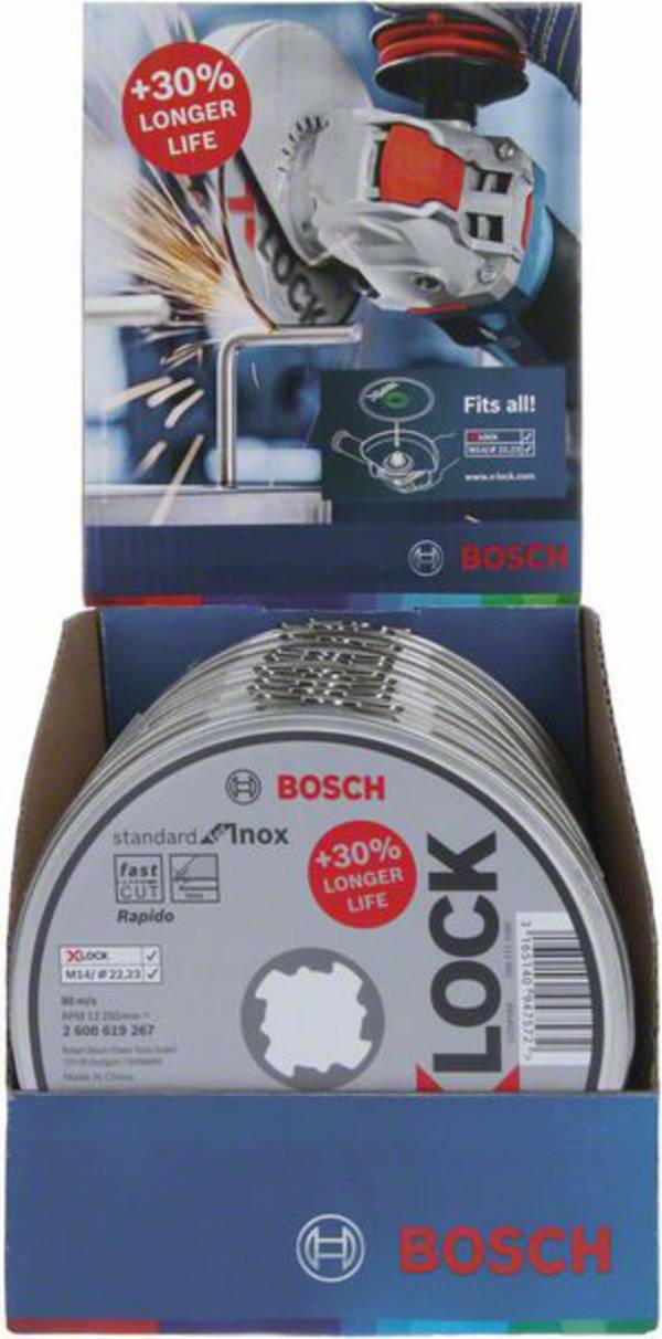 Bosch Accessories  X-LOCK Standard for Inox WA 60 T BF  2608619267  Vágótárcsa, egyenes  125 mm  10 db  Fém, Nemesacél