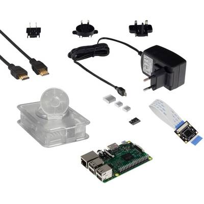 Joy-it Camera Set Raspberry Pi® 3 B+ 1 GB 4 x 1.4 GHz Kameramodullal, Tápegységgel, Házzal, Hűtőbordával, HDMI™ kábellel