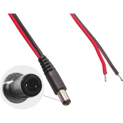 BKL Electronic 075826 Kisfeszültségű csatlakozóvezeték Kisfeszültségű dugó - Kábel, nyitott végekkel 5.50 mm 2.10 mm   2