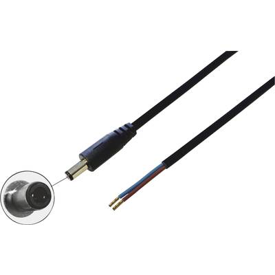 BKL Electronic 075830 Kisfeszültségű csatlakozóvezeték Kisfeszültségű dugó - Kábel, nyitott végekkel 5.50 mm 2.10 mm   2