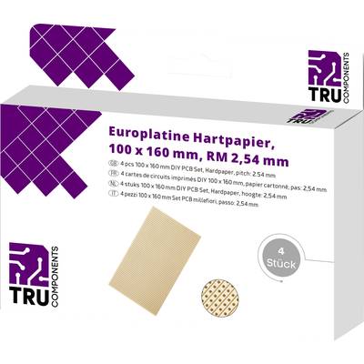 TRU COMPONENTS  Euro panel  Keménypapír (H x Sz) 160 mm x 100 mm 35 µm Raszterméret 2.54 mm Tartalom 4 db 