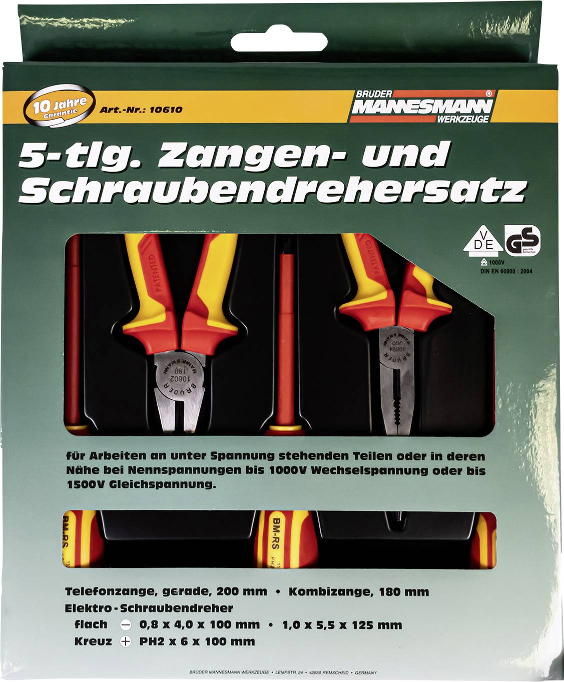 Brüder Mannesmann M10610 VDE Fogó készlet 5 részes