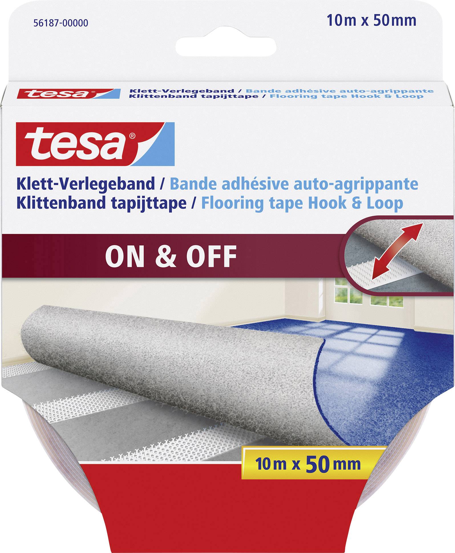 tesa Tépőzár fektető szalag Felragasztható (H x Sz) 10 m x 50 mm Fehér 1 db