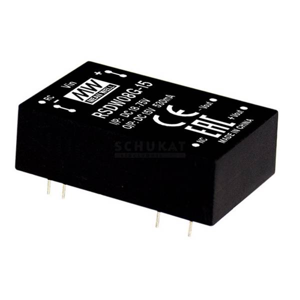 MEAN WELL  RDDW08G-12  DC/DC feszültségváltó modul      333 mA  8 W  Kimenetek száma: 2 x  Tartalom, tartalmi egységek rendelésenként 1 db