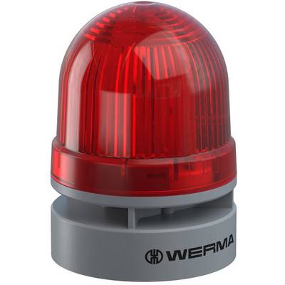Piros figyelmeztető lámpa szürke alappal, 'WERMA' márka, veszély vagy riasztás jelzésére.