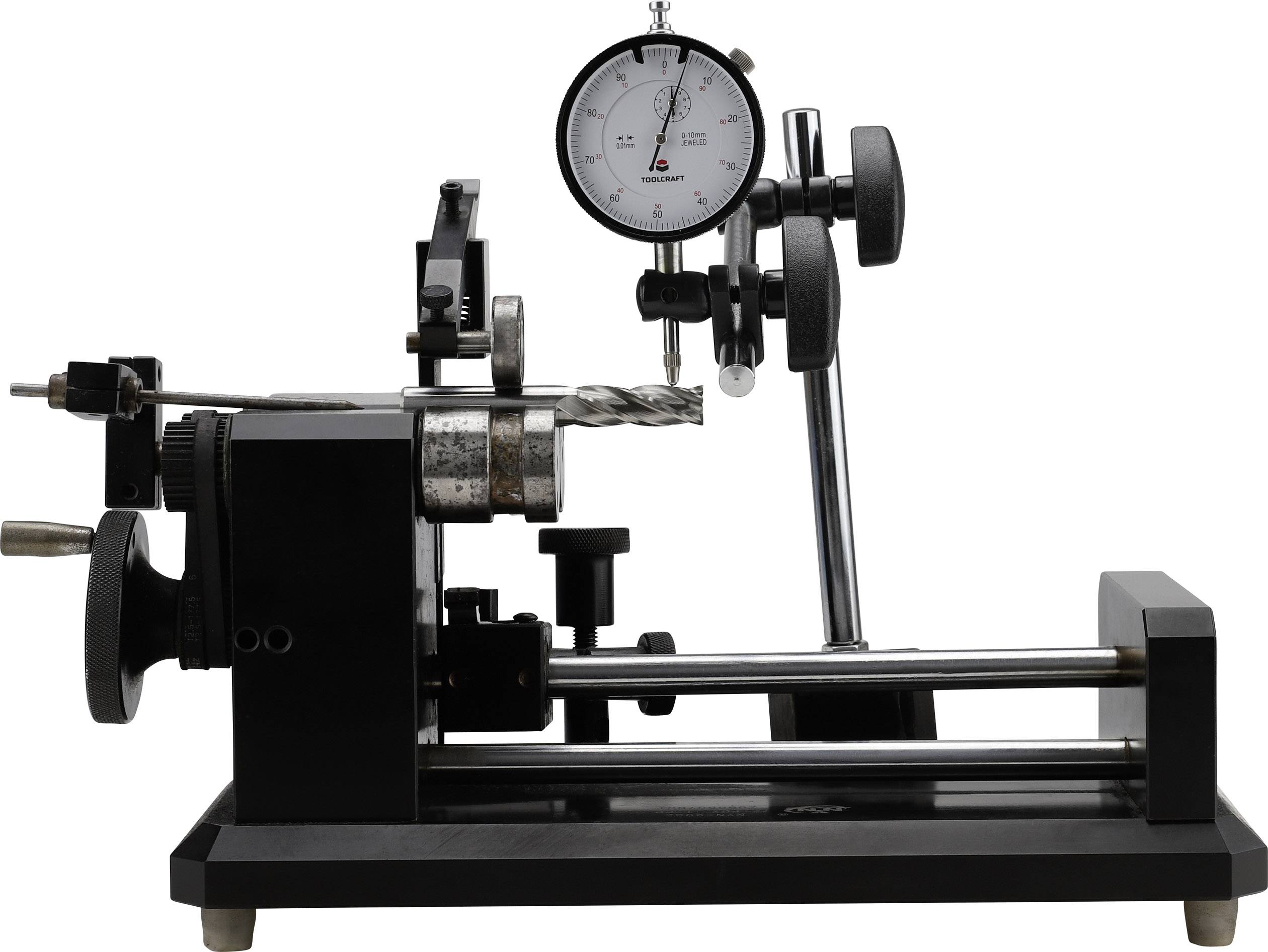 Fúrófej-köszörűgép mérőórával a csiszolási pontosság precíz ellenőrzéséhez.