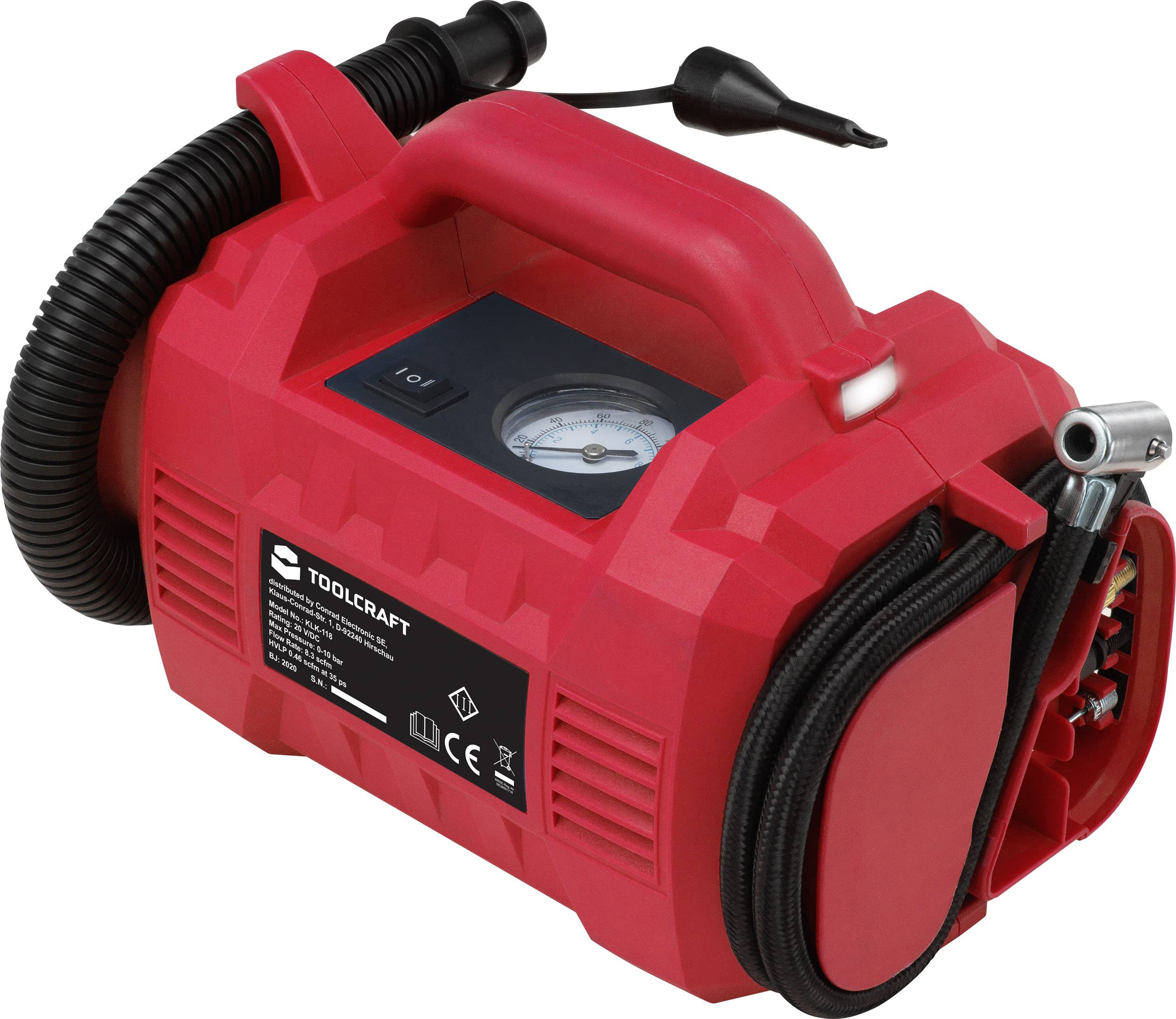 Akkus kompresszor 10 bar 20 V, Toolcraft KLK-118 TAWB-200 TO-6448041
