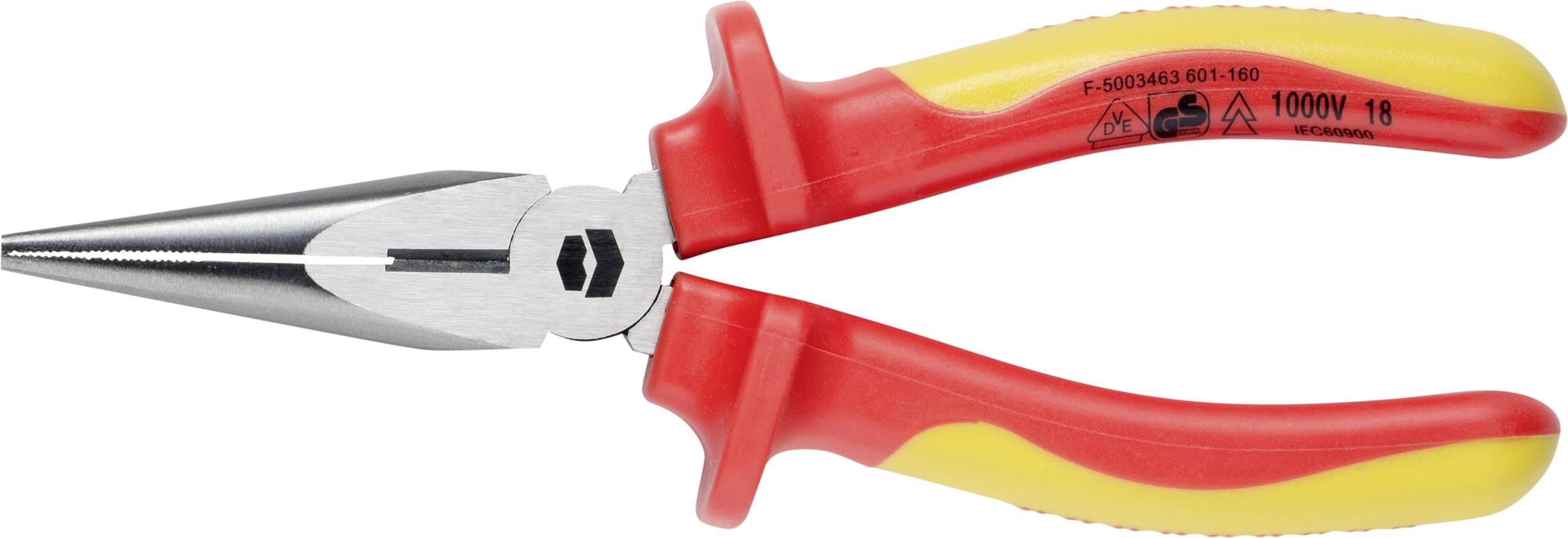 TOOLCRAFT TO-6448056 VDE Lapos kerek csőrű fogó Egyenes Króm-vanádium acél 160 mm