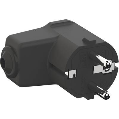 Egy fekete eurói csatlakozóadapter fekvő formátumban. Két kerek fémcsap és védőföld található rajta. Alkalmas európai típusú dugaljakhoz.